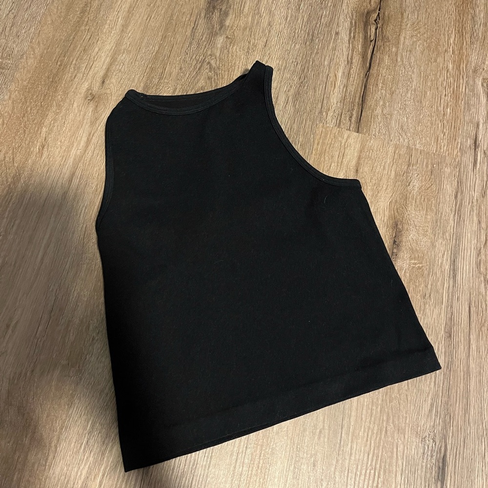 black aura halter neck tank top